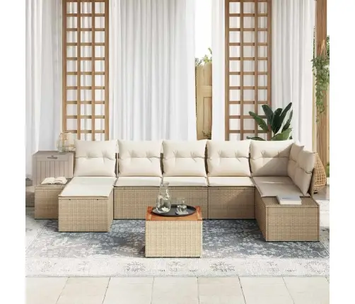 Dārza Dīvānu Komplekts 8 Pcs Beige Un Balts Vidaxl
