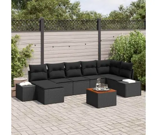 Dārza Dīvānu Komplekts 8 Pcs Melna Vidaxl