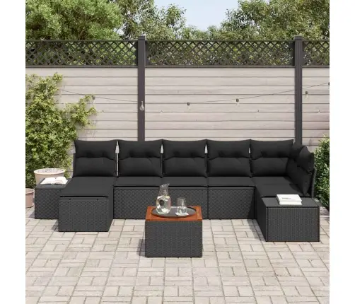 Dārza Dīvānu Komplekts 8 Pcs Melna Vidaxl