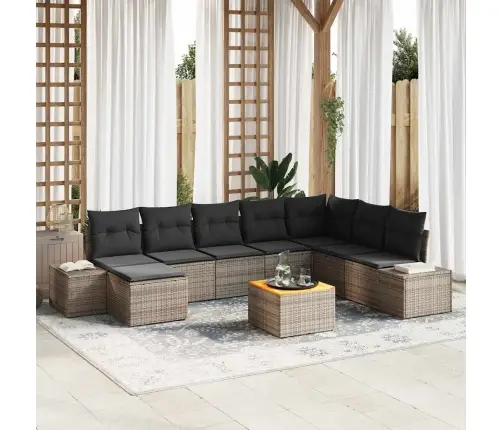 Dārza Dīvānu Komplekts 9 Pcs Pelēka Vidaxl