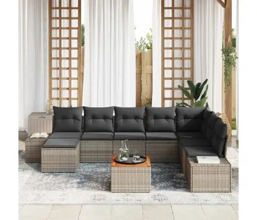 Dārza Dīvānu Komplekts 9 Pcs Pelēka Vidaxl