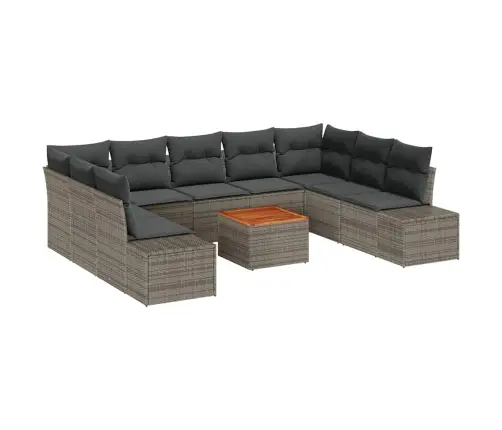 Dārza Dīvānu Komplekts 10 Pcs Pelēka Rotangpalma & Stikls Vidaxl Dārza Dīvānu Komplekts 10 Pcs Pelēka Rotangpalma & Stikls Vidaxl