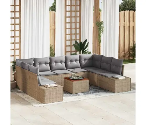 10 Daļu Dārza Dīvānu Komplekts 10 Pcs Beige, Gaiši Pelēks Vidaxl