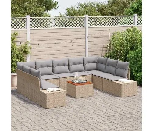10 Daļu Dārza Dīvānu Komplekts 10 Pcs Beige, Gaiši Pelēks Vidaxl