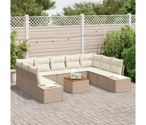 Dārza Dīvānu Komplekts 10 Pcs Beige Un Balts Vidaxl