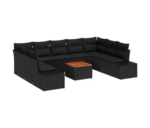 Sodo Sofų Rinkinys 10 Pcs Juoda