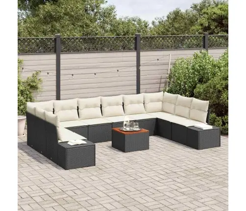 Dārza Dīvānu Komplekts 11 Pcs Melns, Balts Vidaxl