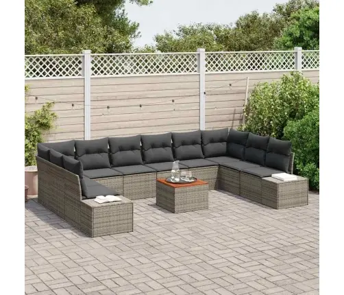 Dārza Dīvānu Komplekts 11 Pcs Pelēka Rotangpalma & Poliesters Vidaxl