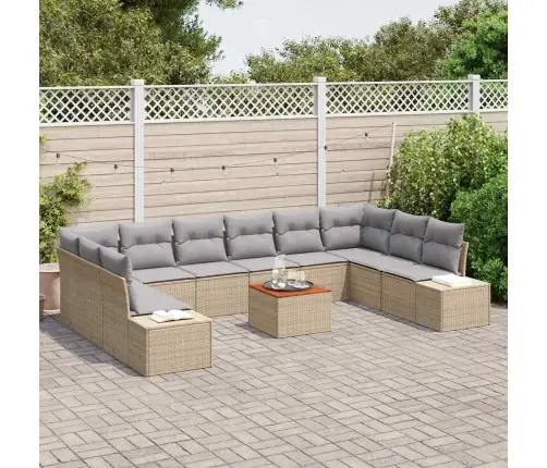 Sodo Sofų Rinkinys 11 Pcs Smėlio Ir Šviesiai Pilkos Spalvos