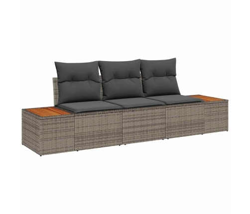 Sodo Sofų Rinkinys Su Pagalve 3 Pcs Pilka Poli Ratanas