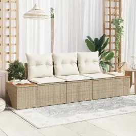 Dārza Dīvānu Komplekts Ar Spilvenu 3 Pcs Bēša Un Krēmkrāsa Vidaxl