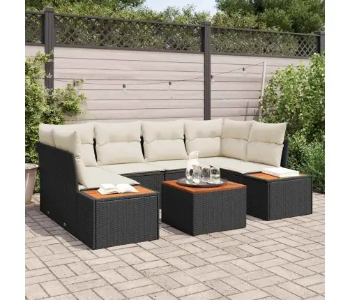 Sodo Sofų Rinkinys Su Pagalve 6 Pcs Juoda Poli Ratanas