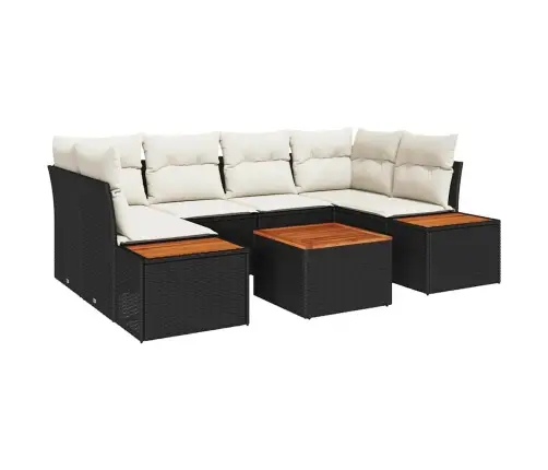 Sodo Sofų Rinkinys Su Pagalve 6 Pcs Juoda Poli Ratanas