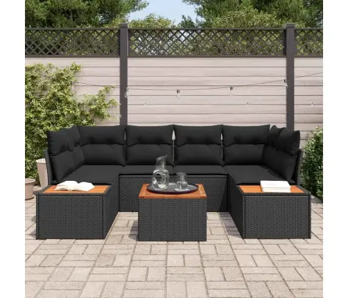 Dārza Dīvānu Komplekts 6 Pcs Melna Poliūtu Rotangpalma Vidaxl