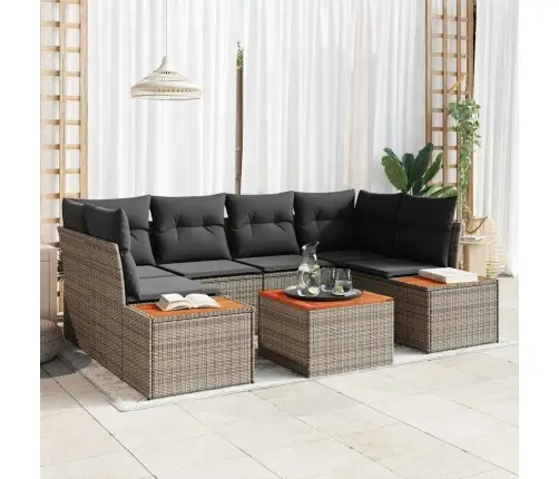 Dārza Dīvānu Komplekts 6 Pcs Pelēka Poliūtu Rotangpalma Vidaxl