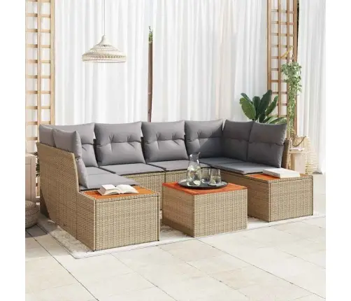 Dārza Dīvānu Komplekts 6 Pcs Bēša Poliūtu Rotangpalma Vidaxl