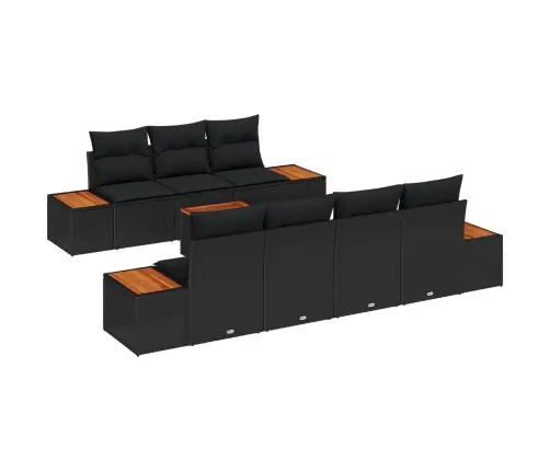 Sodo Sofų Rinkinys Su Pagalve 8 Pcs Juoda Poli Ratanas
