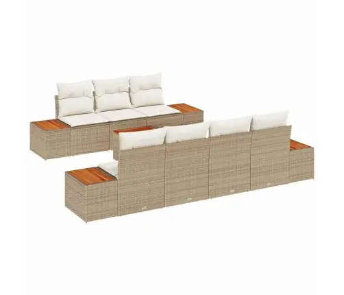 Sodo Sofų Rinkinys Su Pagalve 8 Pcs Smėlio Poli Ratanas