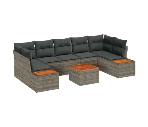 8 Gabalu Dārza Dīvānu Komplekts Ar Spilveniem Pelēkajā Poli Rotangpalma Akacija Vidaxl