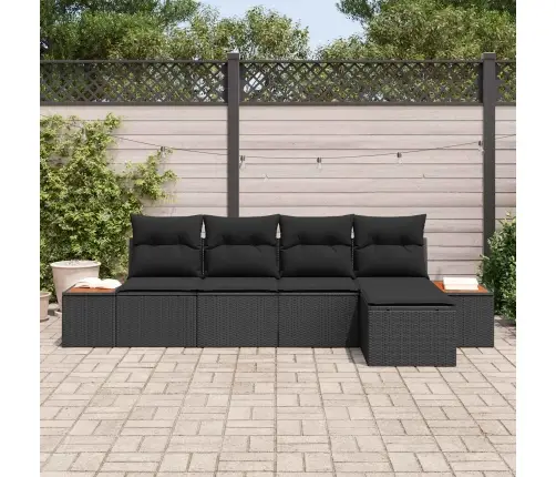 Aia Diivanikomplekt Padjaga 6 Pcs Must Polürottang