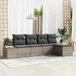 Dārza Dīvānu Komplekts 5 Pcs Pelēka 184 X 62 X 85 Cm Vidaxl