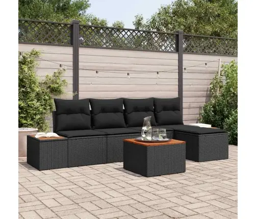 6 Gabalu Dārza Dīvāna Komplekts Ar Spilveniem Melna Polietilēna Rotangpalma Akāciju Vidaxl 6 Gabalu Dārza Dīvāna Komplekts Ar Spilveniem Melna Polietilēna Rotangpalma Akāciju Vidaxl