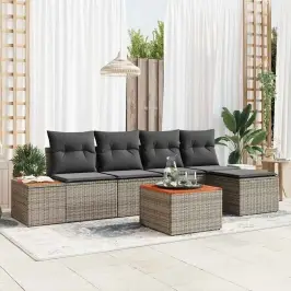 Dārza Dīvānu Komplekts 6 Pcs Pelēka 184 X 62 X 85 Cm Vidaxl