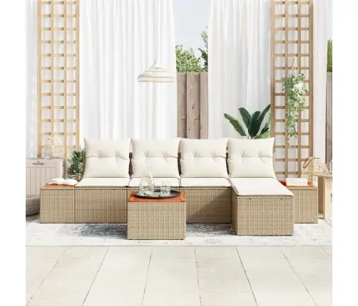 Aia Diivanikomplekt Padjaga 6 Pcs Beež Ja Kreemjas Polü Rattan