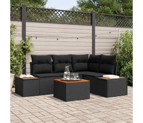 Aia Diivanikomplekt Padjaga 4 Pcs Must Polürottang