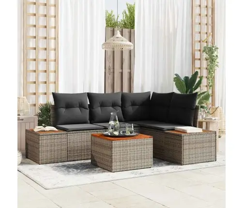 Dārza Dīvānu Komplekts 5 Pcs Pelēka 209 X 154 X 85 Cm Vidaxl