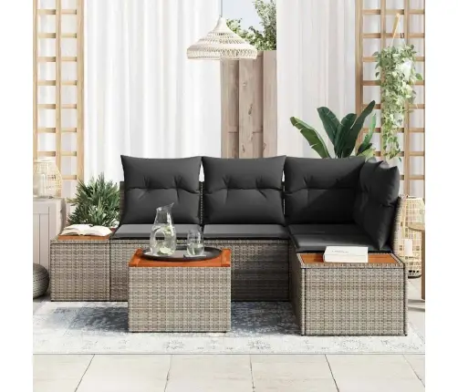 Dārza Dīvānu Komplekts 5 Pcs Pelēka 209 X 154 X 85 Cm Vidaxl