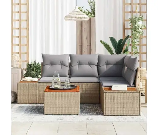 Aia Diivanikomplekt Padjaga 5 Pcs Beež Ja Helehall Polürooster