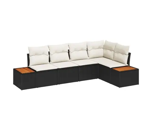 Sodo Sofų Rinkinys 5 Pcs Juoda Ir Kreminė 264 X 154 X 85 Cm