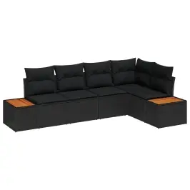 Dārza Dīvānu Komplekts 5 Pcs Melna Poliūtu Rotangpalma Vidaxl