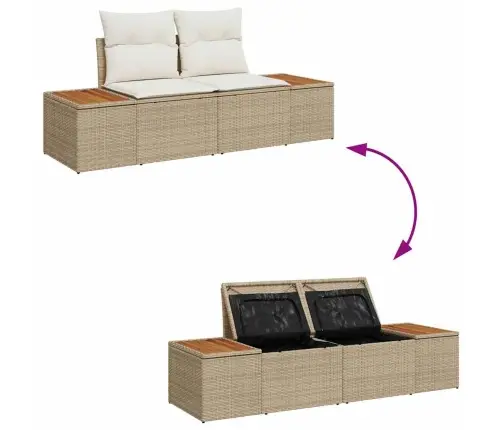 Sodo Sofų Rinkinys Su Pagalve 5 Pcs Smėlio Ir Kreminės Spalvos