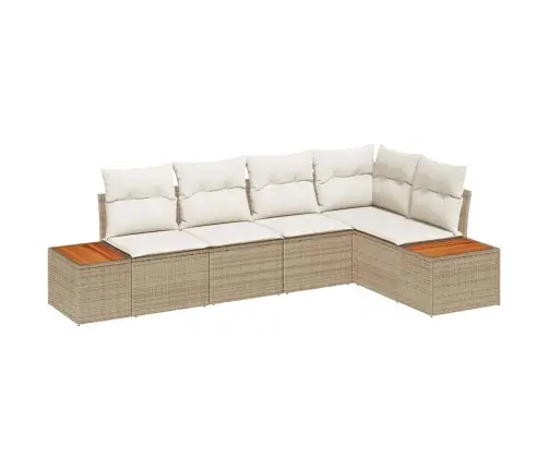 Sodo Sofų Rinkinys Su Pagalve 5 Pcs Smėlio Ir Kreminės Spalvos