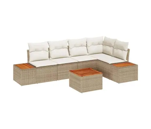 Sodo Sofų Rinkinys Su Pagalve 6 Pcs Smėlio Ir Kreminės Spalvos