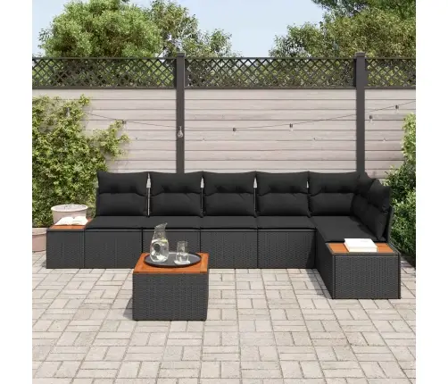 Aia Diivanikomplekt Padjaga 6 Pcs Must Polürottang