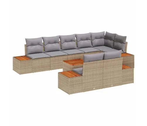 Aia Diivanikomplekt Padjaga 8 Pcs Beež Ja Heledhall Polürottang