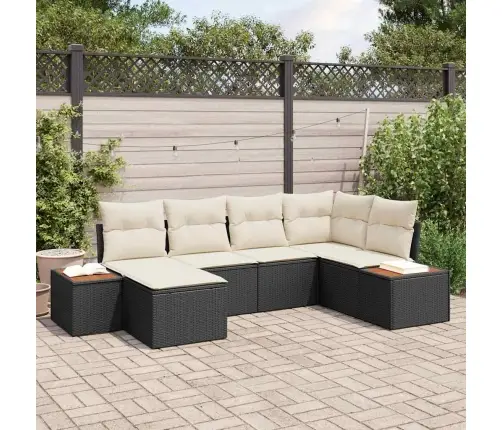 6 Daļu Dārza Dīvānu Komplekts Ar Spilveniem, Melna Rotangpalma, Akācija Vidaxl