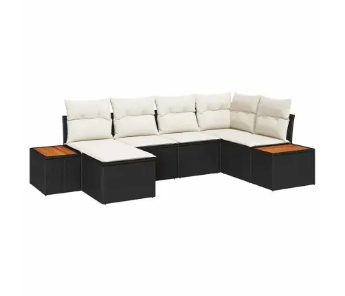 6 Daļu Dārza Dīvānu Komplekts Ar Spilveniem, Melna Rotangpalma, Akācija Vidaxl