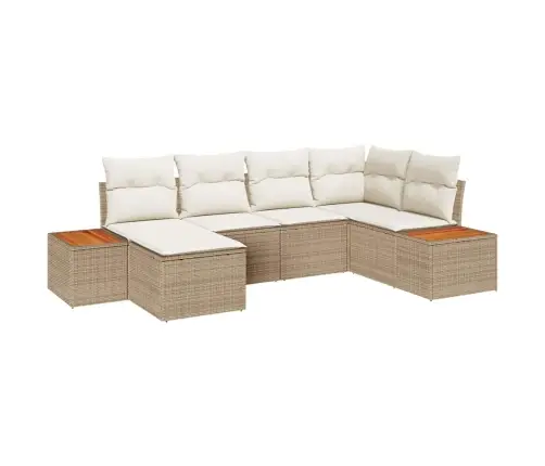 6 Daļu Dārza Dīvānu Komplekts Ar Spilveniem Bēšs Poliratanam Vidaxl