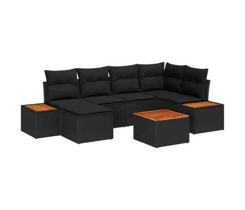 Aia Diivanikomplekt Padjaga 7 Pcs Must Polü Rattan