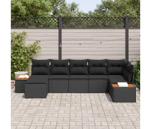 Dārza Dīvānu Komplekts Ar Spilvenu 8 Pcs Melna Poliratans Vidaxl