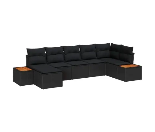 Dārza Dīvānu Komplekts Ar Spilvenu 8 Pcs Melna Poliratans Vidaxl