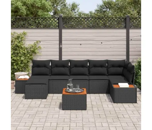 Aia Diivanikomplekt Padjaga 8 Pcs Must Polürottang