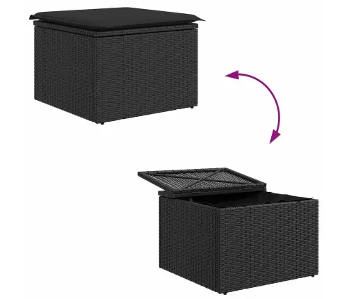 Sodo Sofų Rinkinys Su Pagalve 6 Pcs Juoda Poli Ratanas