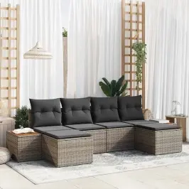 Dārza Dīvānu Komplekts 6 Pcs Pelēka 184 X 62 X 85 Cm Vidaxl