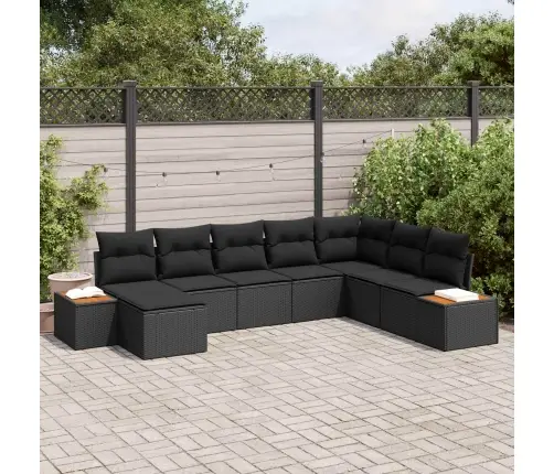 Aia Diivanikomplekt Padjaga 9 Pcs Must Polürottang