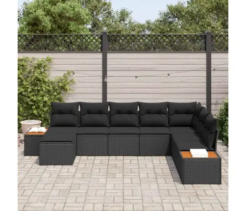 Aia Diivanikomplekt Padjaga 9 Pcs Must Polürottang